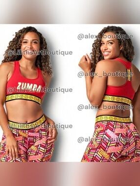 Zumba Smile Scoop Sports Bra Ruby Size M (G017)